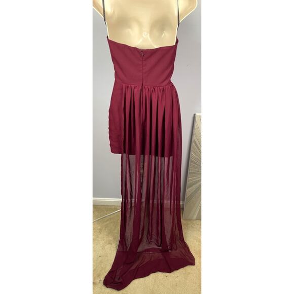Katie May Ali Strapless Bow Detail Mini Dress with Train Dress in Sangria Sz XS - Picture 6 of 8